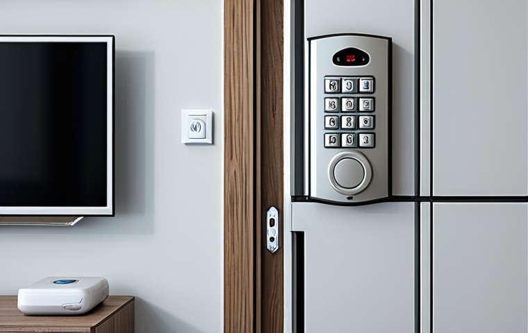 집단 거주에서의 안전한 주거 환경 조성 - Modern Security Tech**

"Exterior view of a modern apartment building at dusk, featuring visible sec...